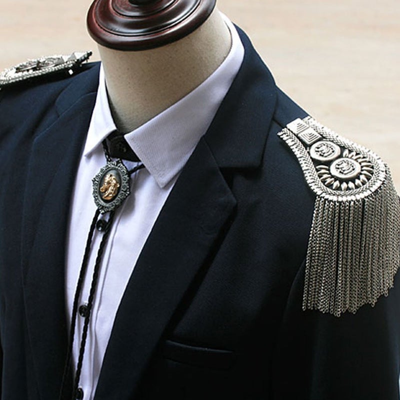 Zthread 1 Pair Blazer Epaulet/Kpop Fringed/Tassel Metal Punk Shoulder Epaulette/Dpikes Brooch for Men Women 3 Color Options (Silver) - Image 3